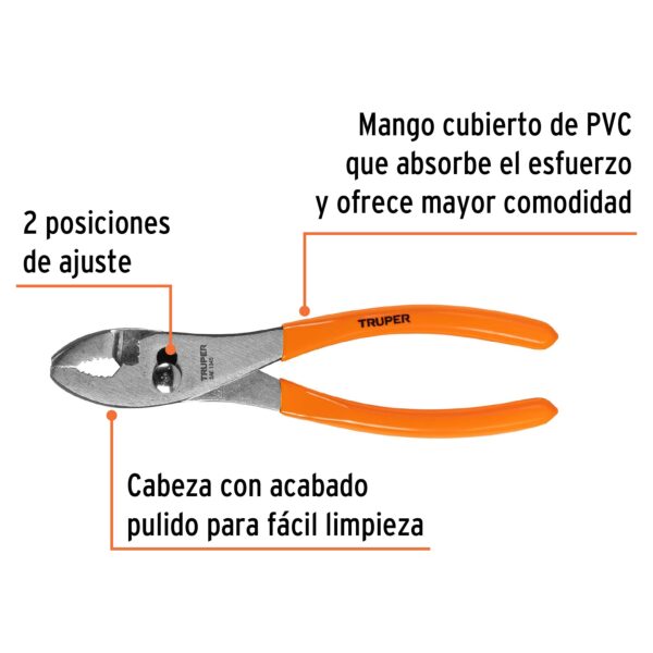 Pinza de chofer 8" mango de PVC, Truper - Imagen 3
