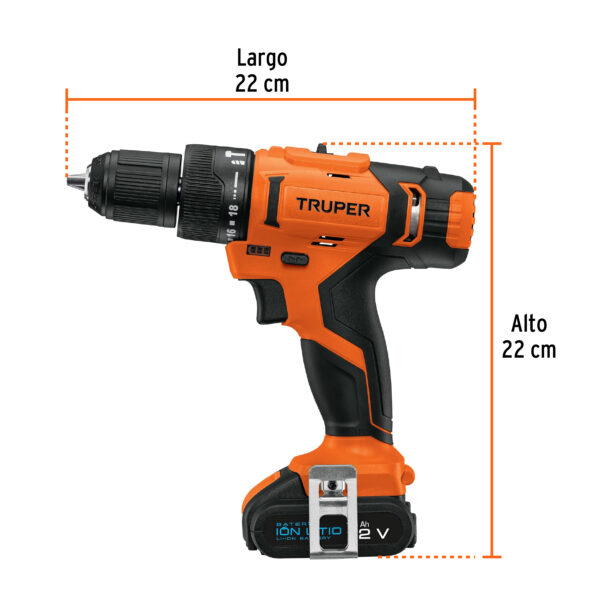 Rotomartillo 3/8", 12V, 1 batería 2Ah, PRO - Imagen 4