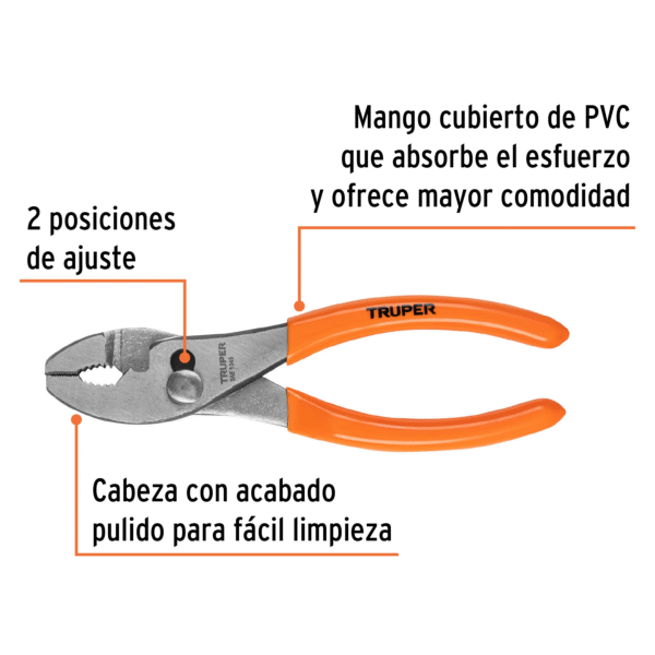 Pinza de chofer 6" mango de PVC, Truper - Imagen 2