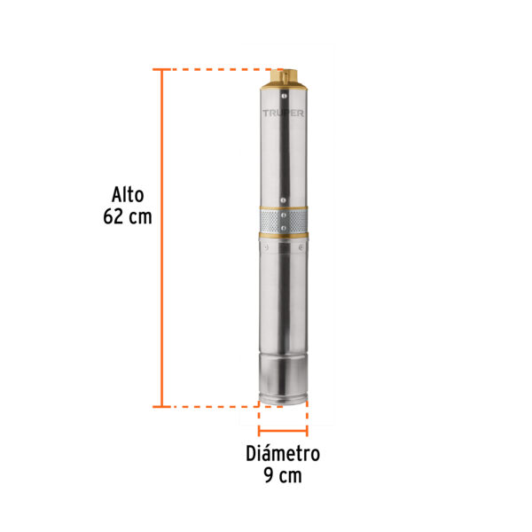 Bomba sumergible tipo bala, 1/2HP, uso agrícola, TRUPER - Imagen 4