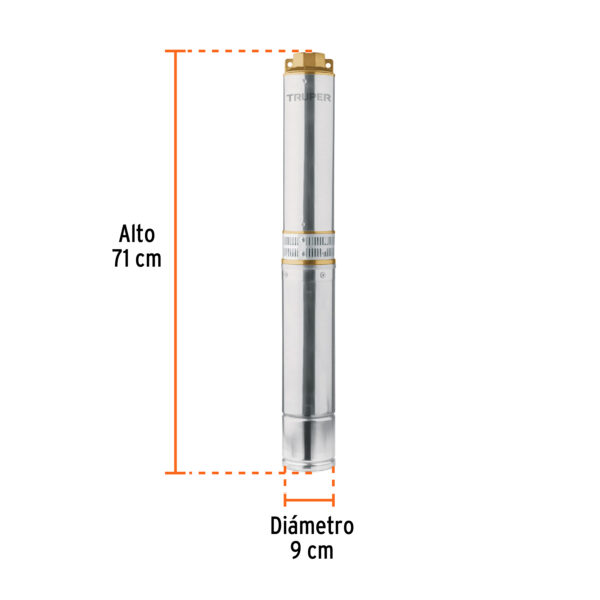 Bomba sumergible tipo bala, 1HP, uso agrícola, TRUPER - Imagen 4