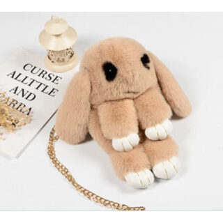 MOCHILA PELUCHE TEXTURA PEIL DE CONEJO CON CADENA