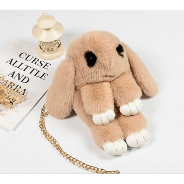 MOCHILA PELUCHE TEXTURA PEIL DE CONEJO CON CADENA