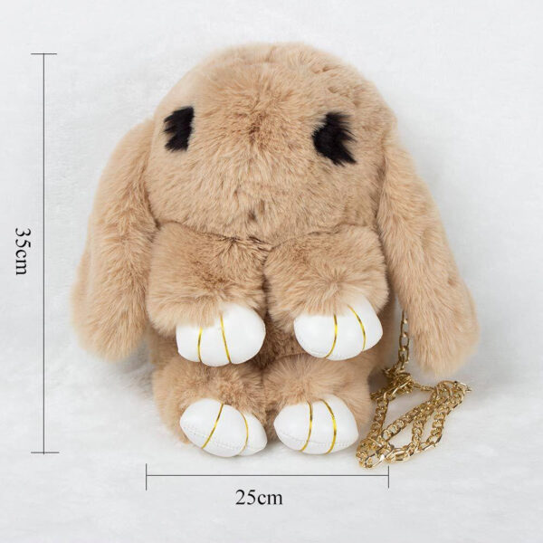 MOCHILA PELUCHE TEXTURA PEIL DE CONEJO CON CADENA - Imagen 4